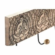 nástenný vešiak DKD Home Decor Kov Mangové drevo Prírodná Buddha Orientálny 38 x 6 x 18 cm