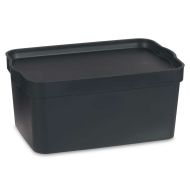 Nádoba na uskladnenie s vrchnákom Antracit Plastické 7,5 L 21 x 14,2 x 32 cm (12 kusov)