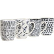 Sada 4 Hrnčekov Home ESPRIT Modrá Biela Porcelán 340 ml