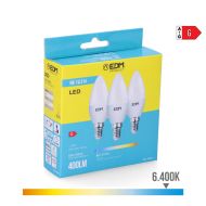 Pack of 3 LED bulbs EDM G 5 W E14 400 lm Ø 3,6 x 10 cm (6400 K)