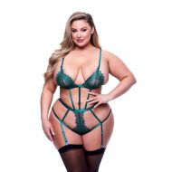 Sada spodného prádla Baci Lingerie Lace Teddy zelená (Queen)