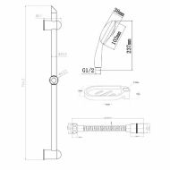 Sprchová tyč Rousseau Nerezová oceľ 2 m 3 Polohy 60 cm