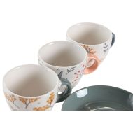 Súprava šálok s podšálkami DKD Home Decor Modrá Sivá Viacfarebná Svetlo ružová Porcelán 90 ml 11 x 1