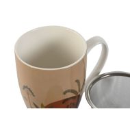 Šálka so sitkom na čaj Home ESPRIT Modrá Béžová Terakota Nerezová oceľ Porcelán 380 ml (2 kusov)