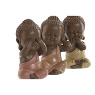 Dekoratívne postava Home ESPRIT Oranžová Koralová Lime Živica Buddha Orientálny 5,5 x 5 x 10,5 cm (3