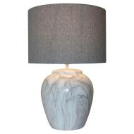 Stolná lampa DKD Home Decor Plátno Keramický Sivá Biela (38 x 38 x 58 cm)