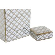 Váza DKD Home Decor 14,5 x 14,5 x 30 cm Porcelán Zlatá Biela