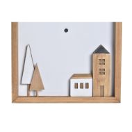 Nástenné hodiny DKD Home Decor Biela Gaštanová Drevo Aluminium Domy Mestská 20 x 4 x 30 cm