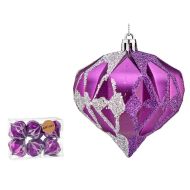 Sada vianočných gúľ Diamant Purpurová Striebristý Plastické 8 x 9 x 8 cm (12 kusov)