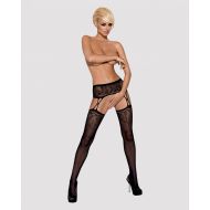 Silonky s podväzkami Obsessive Garter Stockings Čierna S/M/L