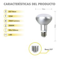 Led baterka Silver Electronics 999007 R90 E27 Sivá 12 W 3000K