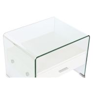 Nočný stolík DKD Home Decor Biela Transparentná Sklo Drevo MDF 50 x 40 x 45,5 cm