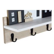 Police DKD Home Decor Vešiak 39 x 9 x 27 cm Čierna Gaštanová Biela Drevo MDF