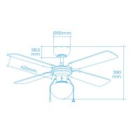 Stropný ventilátor so svetlom EDM 33800 Caribe Biela 50 W