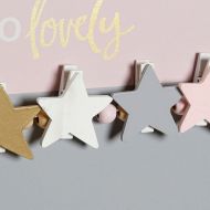 Fotorámik so Štipcami DKD Home Decor Hello Lovely Drevo MDF Hviezdy 40 x 1 x 24 cm