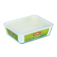 Obdĺžniková nádoba s vrchnákom Pyrex Cook & Freeze 25 x 20 cm Transparentná Silikónové Sklo 2,6 L (6