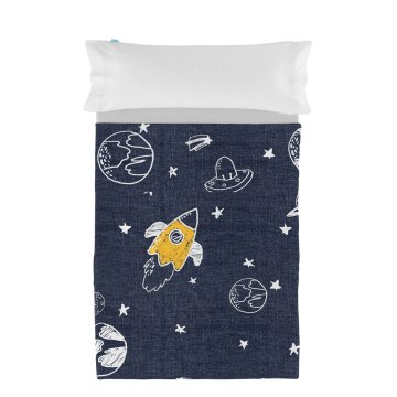 Prešívané obliečky bez výplne HappyFriday Mr Fox Starspace Viacfarebná 80/90 cm posteľ 2 Kusy