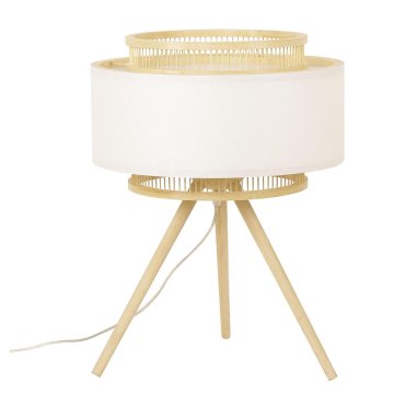 Stolná lampa DKD Home Decor Gaštanová Polyester Biela Bambus (36 x 36 x 48 cm)