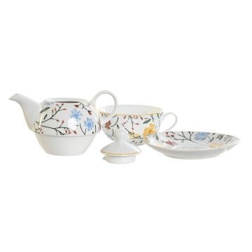 Čajový set DKD Home Decor Porcelán Modrá Terakota Biela Žltá (3 kusov)