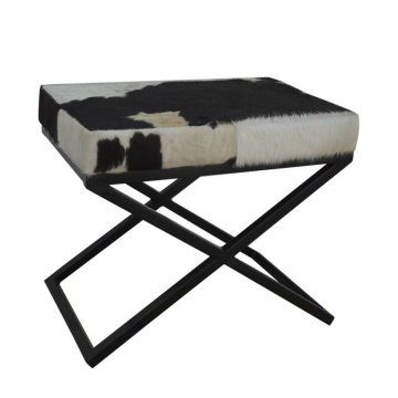 Foot-of-bed Bench DKD Home Decor Biela Čierna Krava Kov 60 x 40 x 50 cm