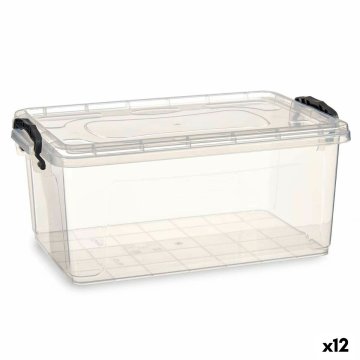 Nádoba na uskladnenie s vrchnákom Transparentná Plastické 13,7 L 27,5 x 18 x 42,5 cm (12 kusov)