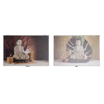 Pokrývky DKD Home Decor Účtovník Buddha Drevo MDF 2 kusov 46,5 x 6 x 31,5 cm