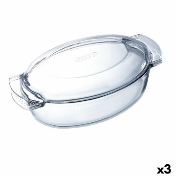 Kuchynská Misa Pyrex Classic Vidrio Transparentná Sklo Oválny 39 x 23 x 15 cm S vrchnákom (3 kusov)