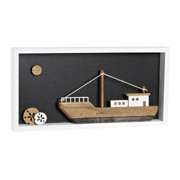 Dekoratívne postava DKD Home Decor Biela Gaštanová Barco 40 x 3,5 x 20 cm