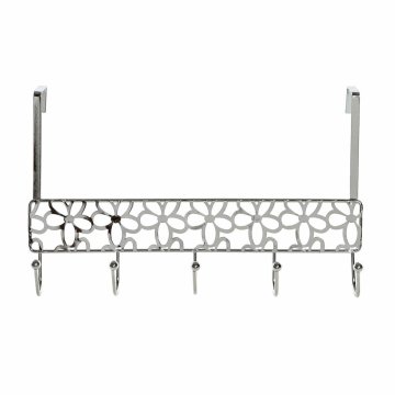 Vešiak na dvere DKD Home Decor Striebristý Kov Plastické Kvety 32 x 10 x 19 cm