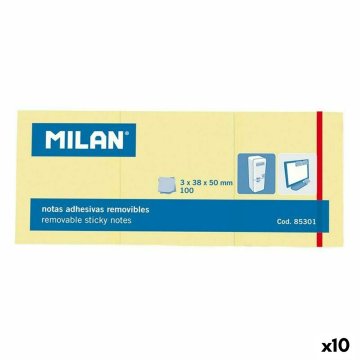 Samolepiace bločky Milan 3 in 1 Žltá 38 x 50 mm (10 kusov)