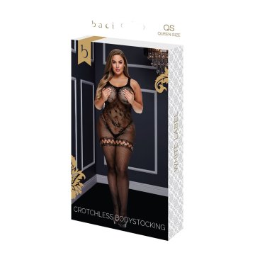 Žakárové čipkové celotelové pančuchy s podväzkami, nadrozmerná veľkosť Baci Lingerie 00186 (Queen)