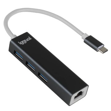 USB-C rozbočovač iggual IGG319253 Čierna Sivá