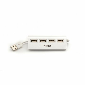 USB rozbočovač Nilox NXHUB04ALU2 Čierna Sivá Viacfarebná