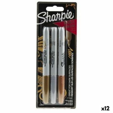 Sada fixiek Sharpie Viacfarebná kovové 3 Kusy 1 mm (12 kusov)