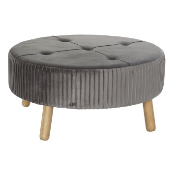 Podložka pod nohy DKD Home Decor 80 x 80 x 38 cm Scandi Sivá Drevo Zamat Tmavo-sivá Velvet