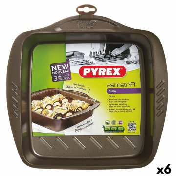 Forma na pečenie Pyrex Asimetria Hranatý Čierna Kov 24 x 24 cm (6 kusov)