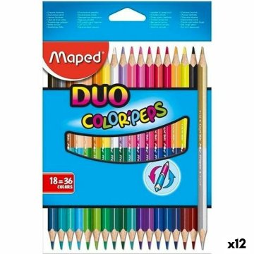 Farbičky Maped Duo Color' Peps Viacfarebná 18 Kusy Dvojitá špička (12 kusov)