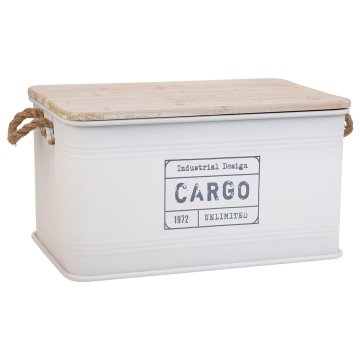 Kufor Alexandra House Living Cargo Biela Konope Kov Jedľové drevo 38 x 60 x 33 cm