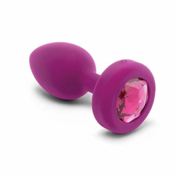 Análna zástrčka B-Vibe Vibrating Jewel S/M Pink Ruby Purpurová