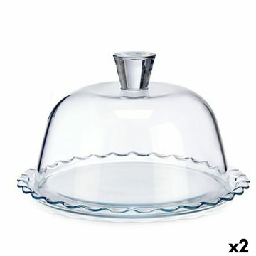 Krabička na jedlo Petite Patisserie Vlny Transparentná Sklo 26,4 x 15,5 x 26,4 cm (2 kusov)