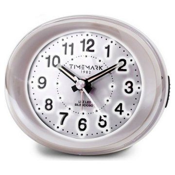 Analógový budík Timemark Biela LED Svetlý Tichá prevádzka Snooze Bočný režim 9 x 9 x 5,5 cm (9 x 9 x