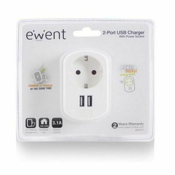 Zástrčka s 2 USB Portami Ewent EW1211 3,1 A