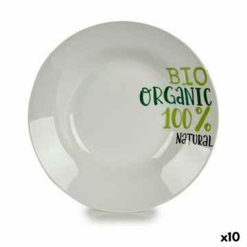 Hlboký Tanier Organic Biela zelená Ø 20,6 cm Porcelán (10 kusov)