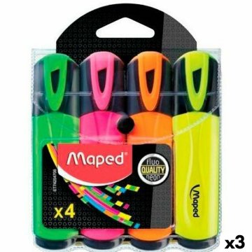 Sada fluorescenčných zvýrazňovačov Maped Fluor Quality Neon Viacfarebná (3 kusov)