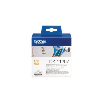 Štítky do Tlačiarne Brother DK-11207 CD/DVD ø 58 mm Čierna/Biela