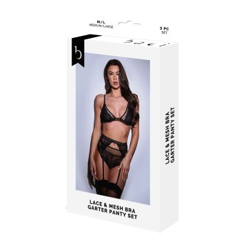 Sada spodného prádla Baci Lingerie Čierna 3 Kusy (S/M)