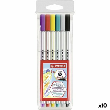 Sada fixiek Stabilo Pen 68 Brush Viacfarebná (10 kusov)