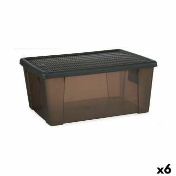 Nádoba na uskladnenie s vrchnákom Stefanplast Elegance Sivá Plastické 15 L 29 x 17 x 39 cm (6 kusov)