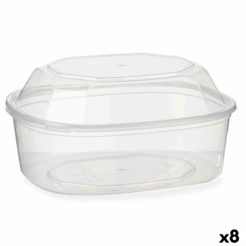 Obdĺžniková nádoba s vrchnákom Transparentná Polypropylén 1,5 L 18 x 10,5 x 21,5 cm (8 kusov)