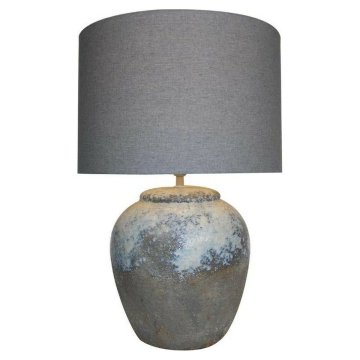 Stolná lampa DKD Home Decor Plátno Keramický Sivá (38 x 38 x 60 cm)